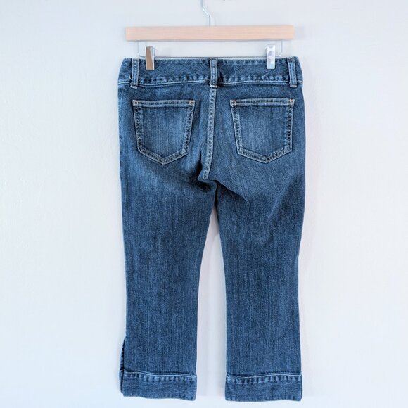 Vintage Gap Ultra Low-Rise Cropped Stretch 4R Denim Jean Cotton Button Capri - Picture 2 of 11